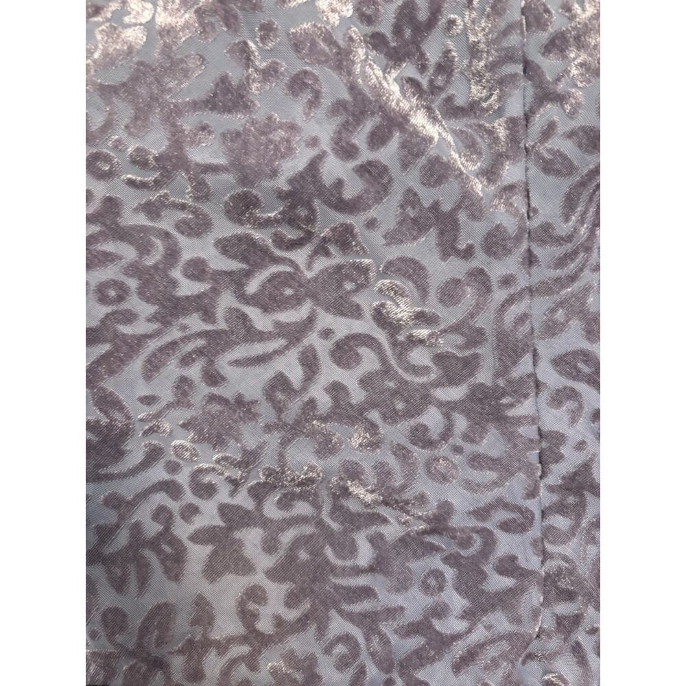 Daisy Fuentes Moda Gray Sheer Satin Trim Babydoll Blouse Velvet Burnout Small - Picture 5 of 5